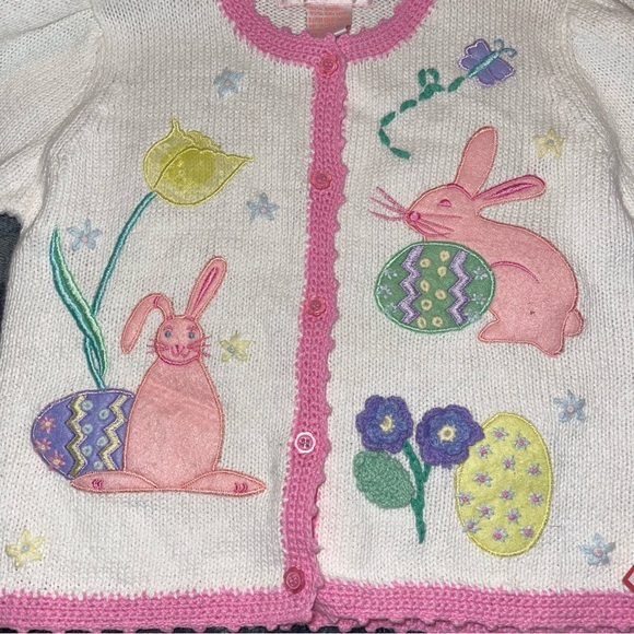 Jillian’s Closet Girls Infant Knit Sweater Easter Bunnies White Pink Spring NWT - Picture 5 of 6